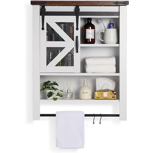 Gracie Oaks Bathroom Cabinet Wall Mounted With Towel Bar, Over Toilet ...